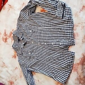 Tommy Hilfiger Black and White Gingham Button-Down Shirt